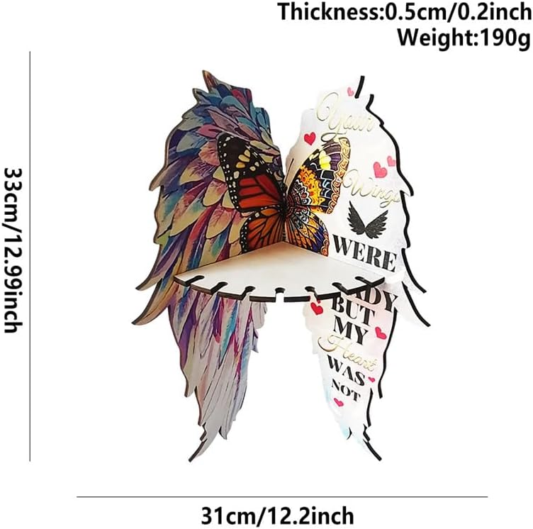 Wooden Floating Corner Shelf with Butterfly and Angel Wings Design