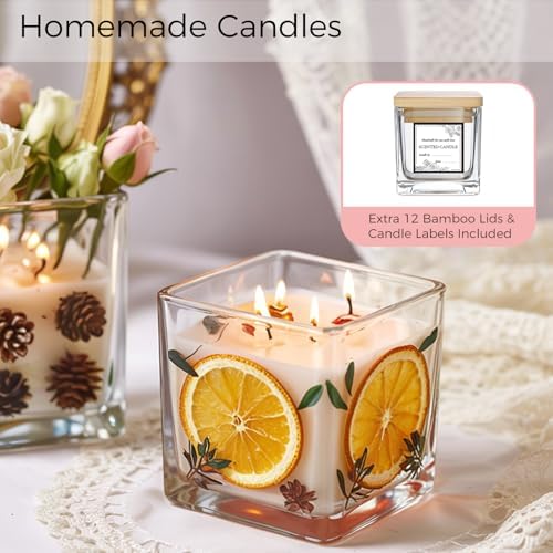 CONNOO 12 Pack Square Glass Vases 3x3x3 Clear
