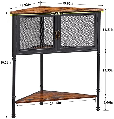 VECELO Corner Cabinet 3-Tier Storage Shelf
