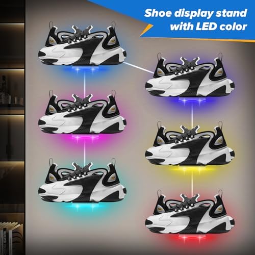 6Pcs Floating Shoe Display Shelf with LED Lights