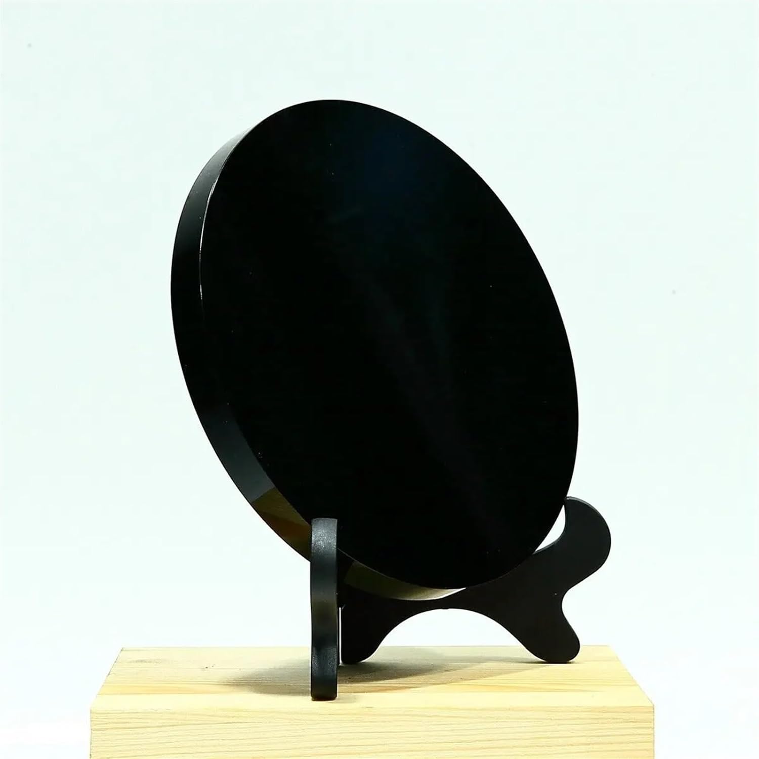 AtkitS Natural Black Obsidian Stone Scouring Mirror 18cm
