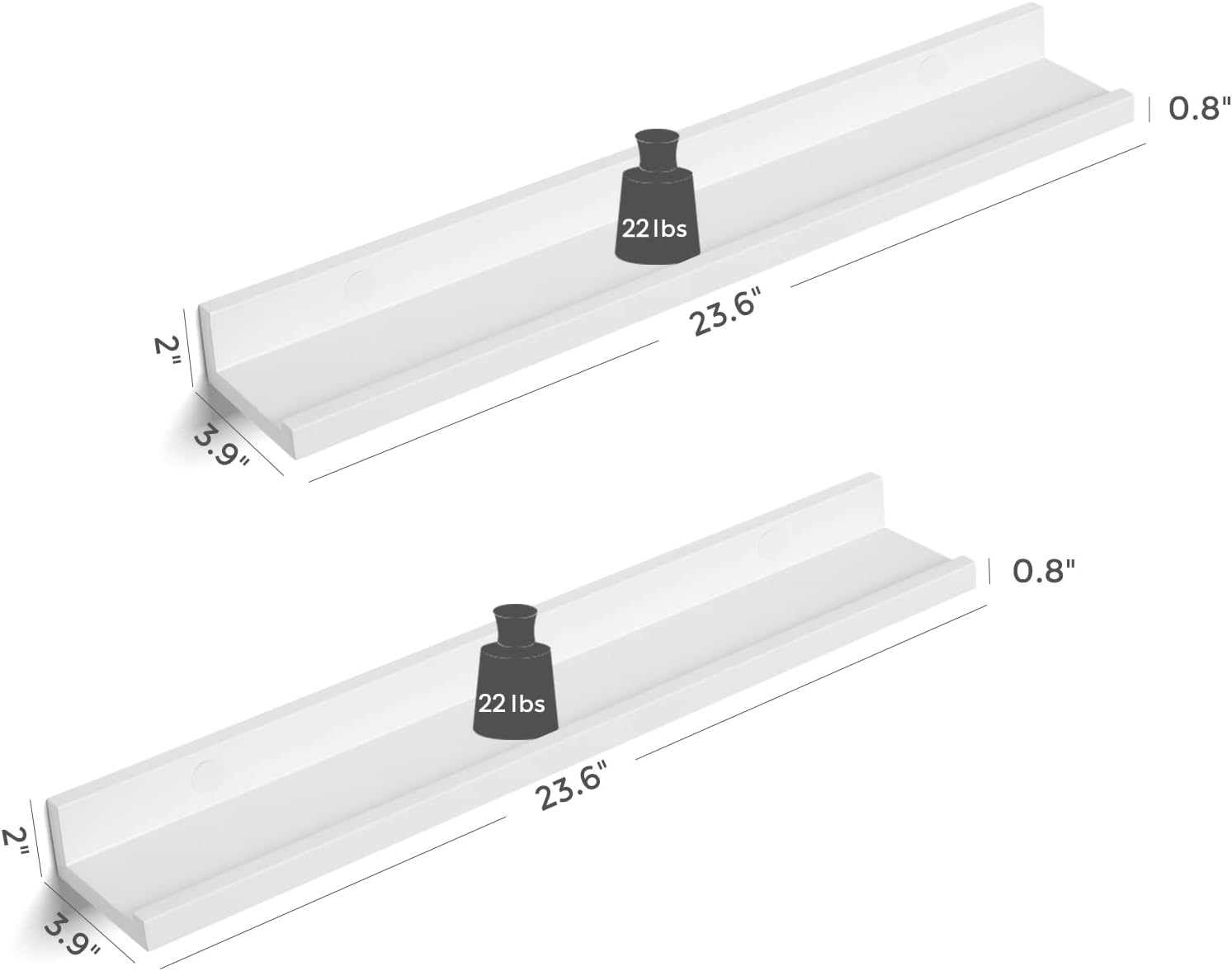 SONGMICS Floating Shelves Set of 2 Matte White