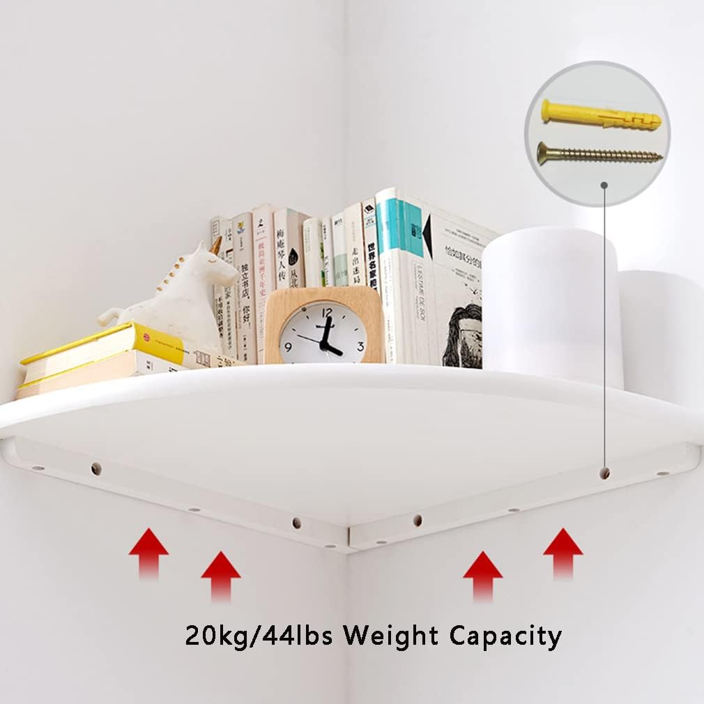 White Corner Shelf with Round End Set of 2