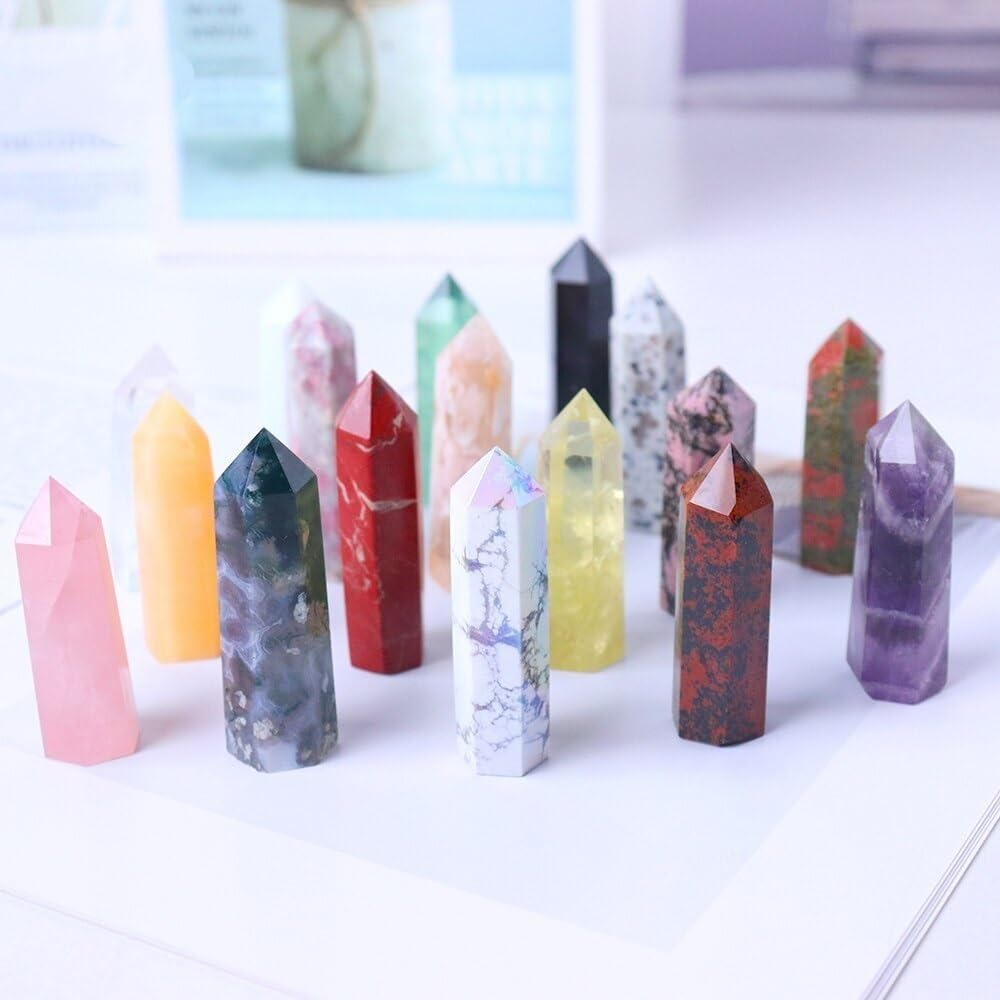 PEKMAR Natural Crystal Tower with Rose Quartz and Amethyst