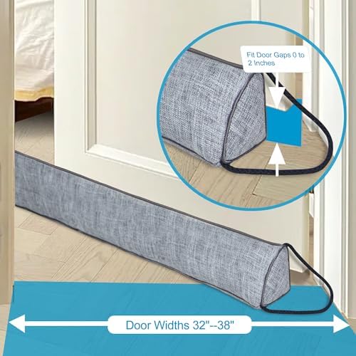 QUOLIX Triangle Draft Stopper 32 Inch Noise Blocker Gray Cotton Polyester