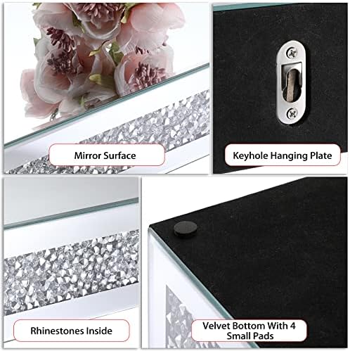 JUXYES Diamond Wall Floating Shelf Sparkle Glass Display Stand