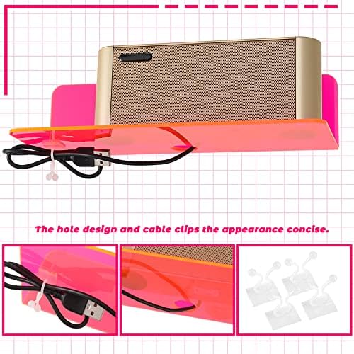 Weysat Floating Shelves 9 Inch Acrylic Wall Mount 4 Pcs Fluorescent Pink