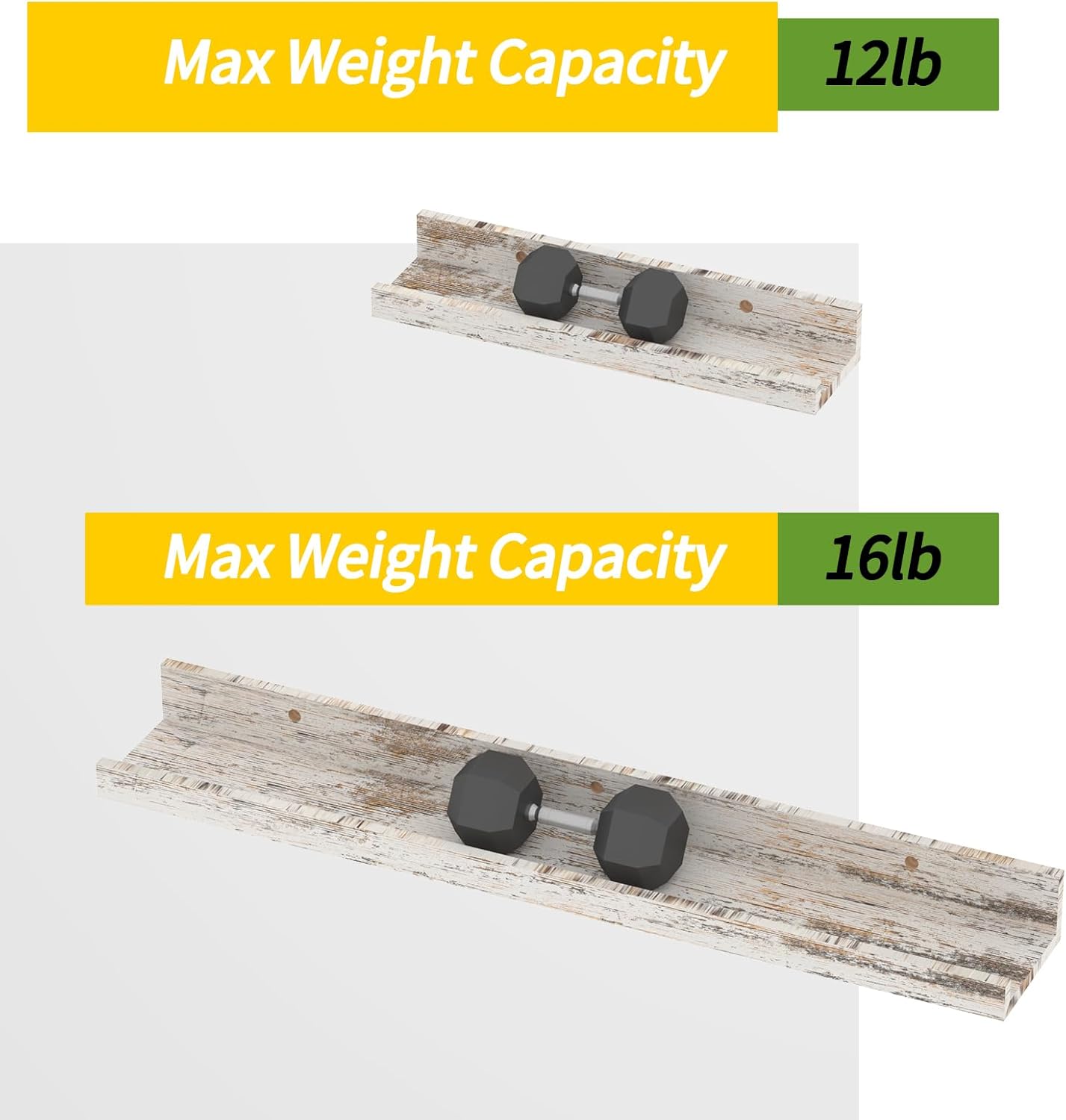 Lyeasw Set of 5 Rustic White Floating Shelves 24 Inch Long