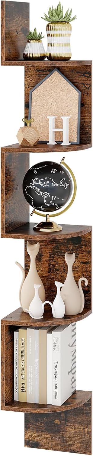 Tangkula 5-Tier Corner Shelf Wall Mount