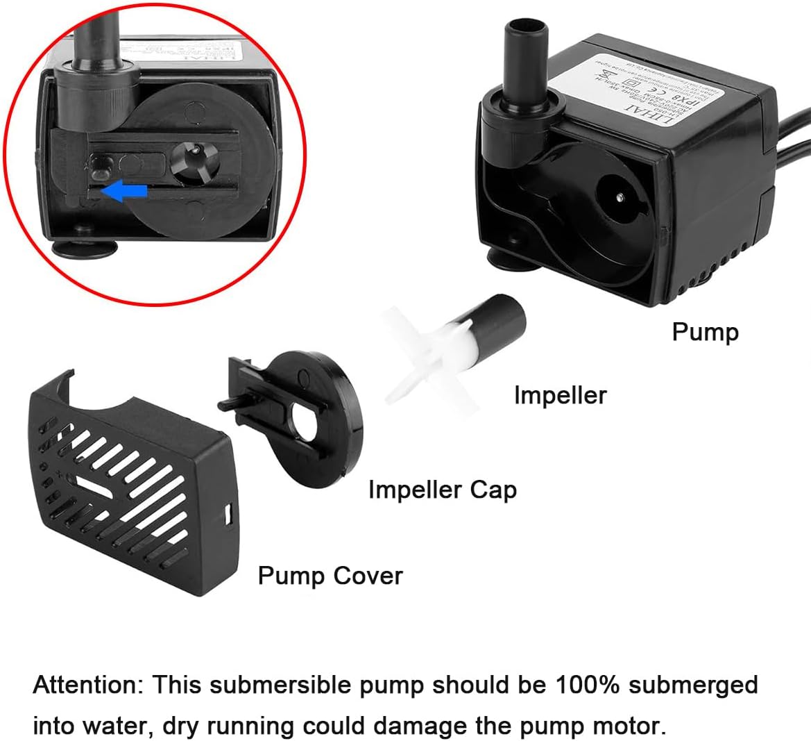 Mini Fountain Pump with LED Lights and Switch