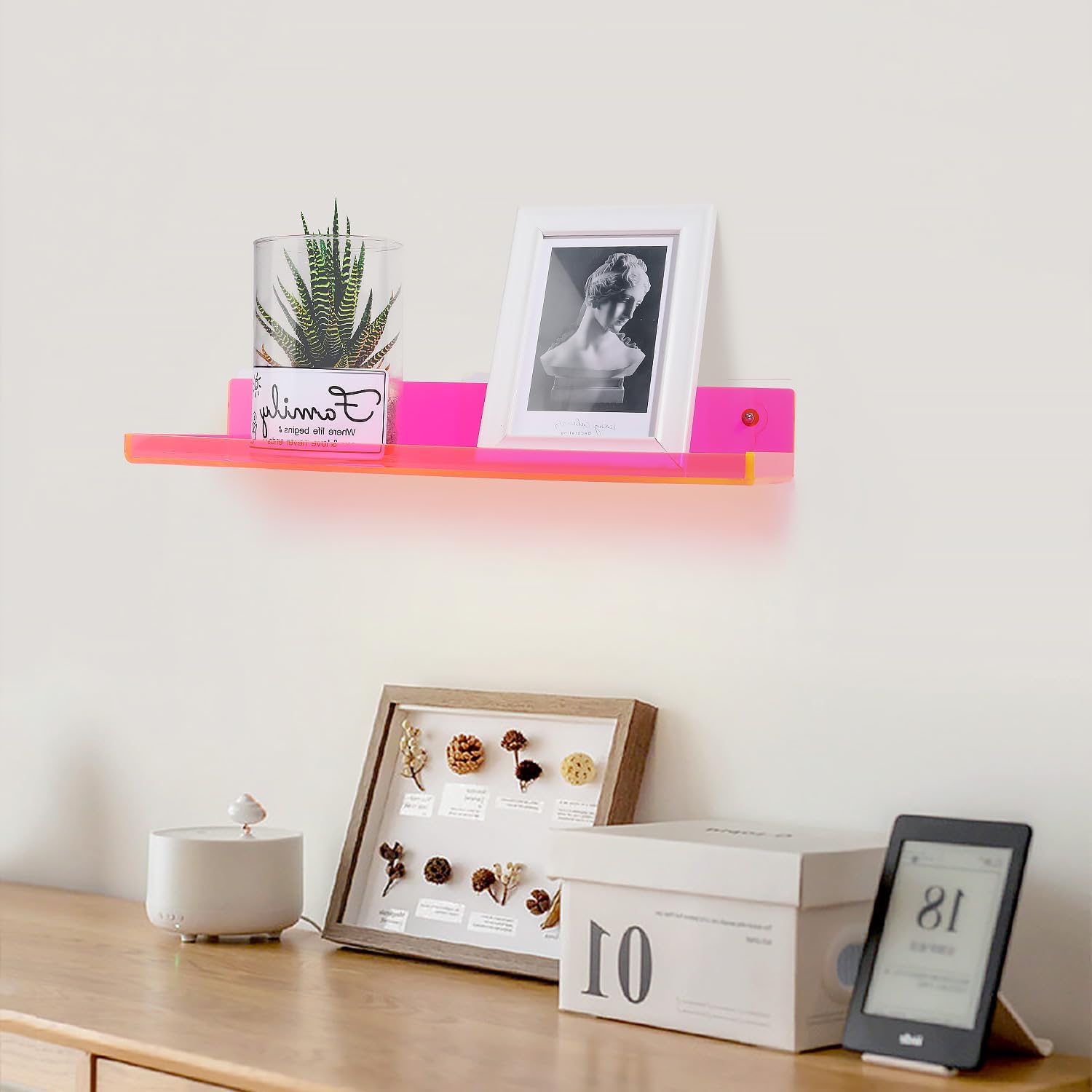 Neon Pink Floating Shelves Pack of 2