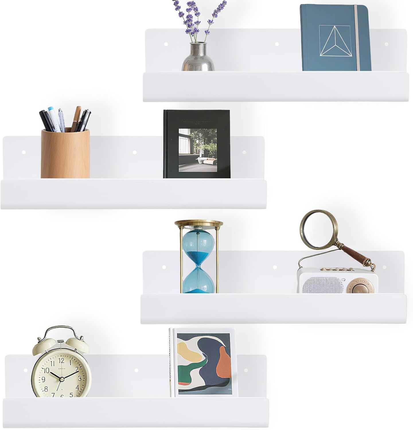 4PCS White Floating Shelves for Wall Decor