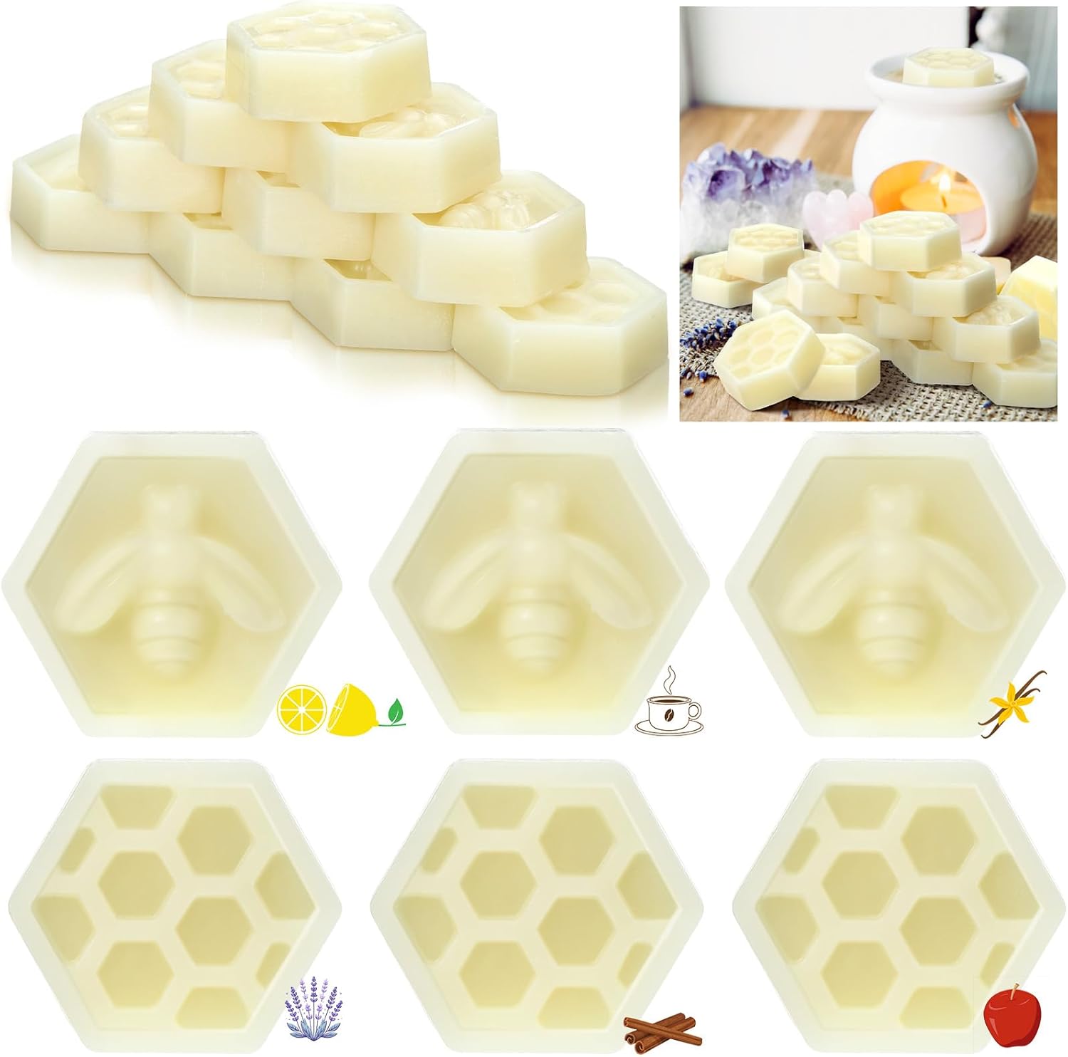 24 Pcs Natural Beeswax Scented Wax Melts Variety Pack