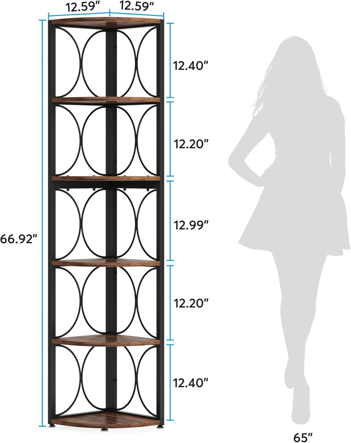 Tribesigns 67 Inch Tall Corner Shelf 6 Tier