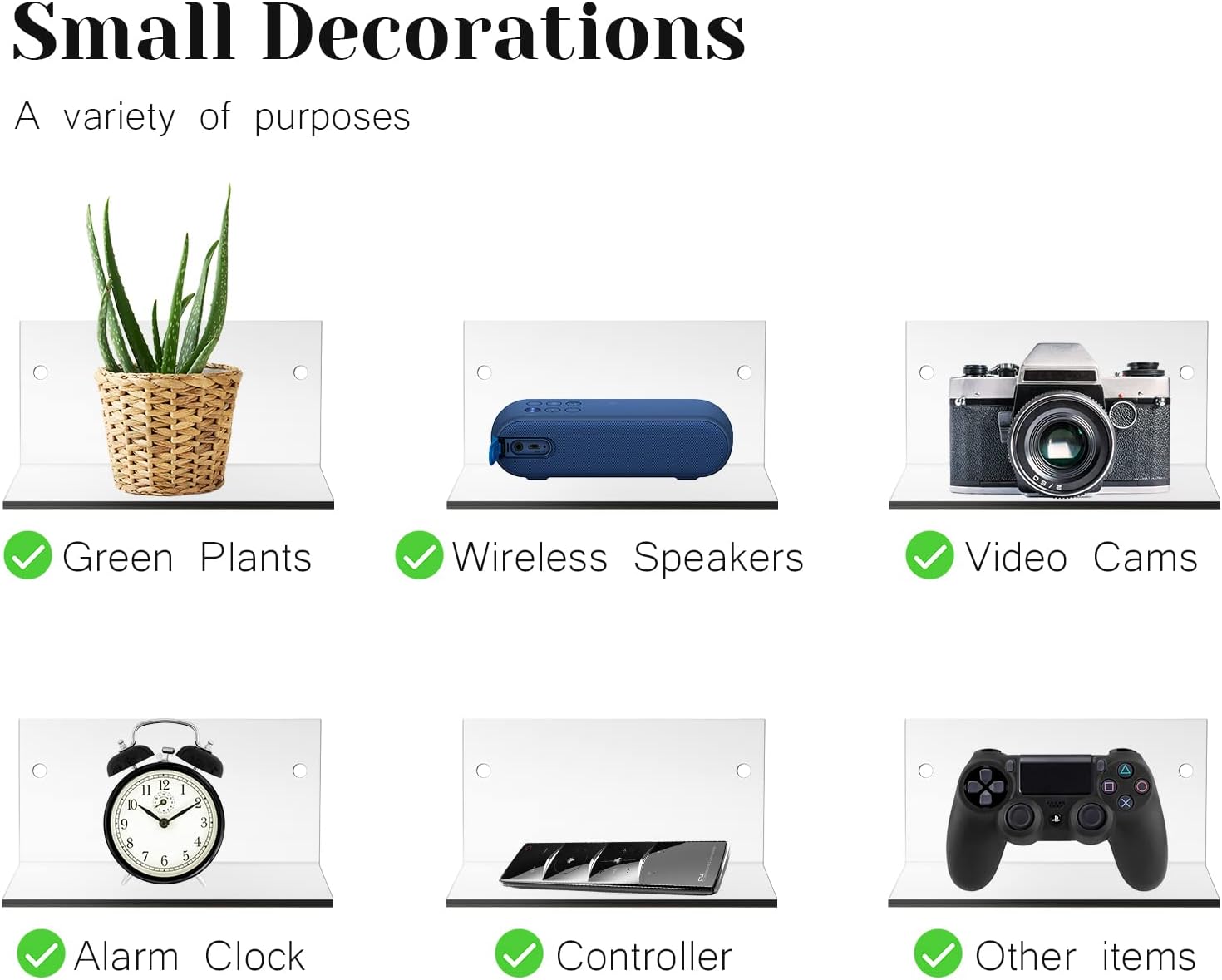 Yalikop Acrylic Floating Shelves for Wall 4 Inch Set