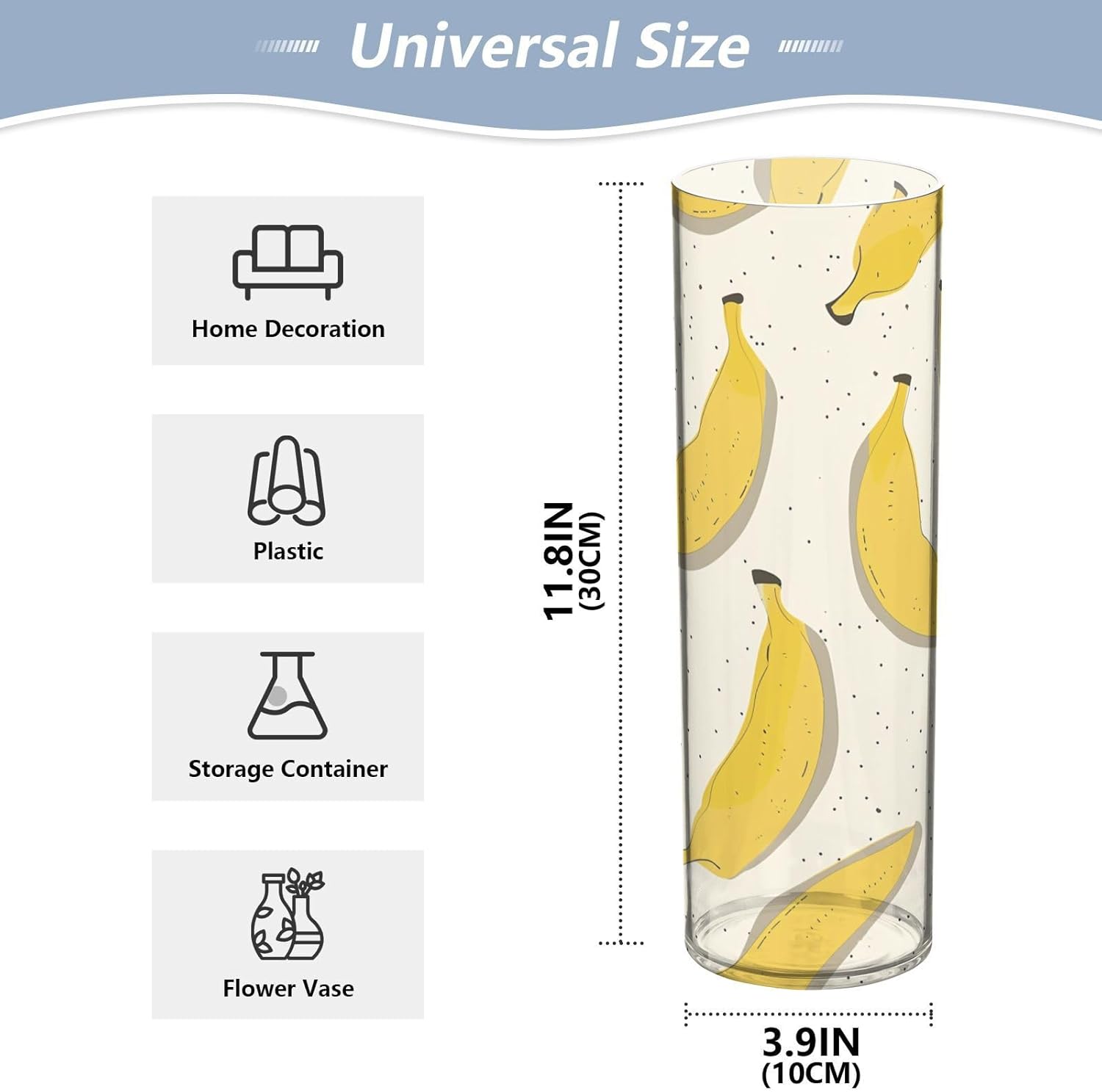 Cute Cartoon Banana Plastic Hurricane Candle Holder with Decorative Vase