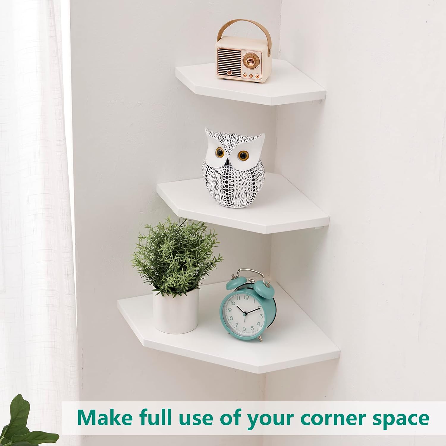 Corner Floating Shelves Set of 2 Solid Oak Wood