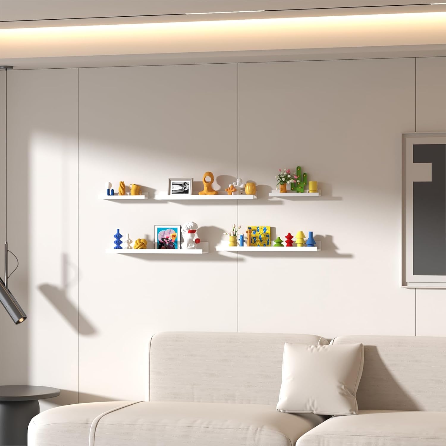 Lyeasw White Floating Shelves 24 Inch Set of 5