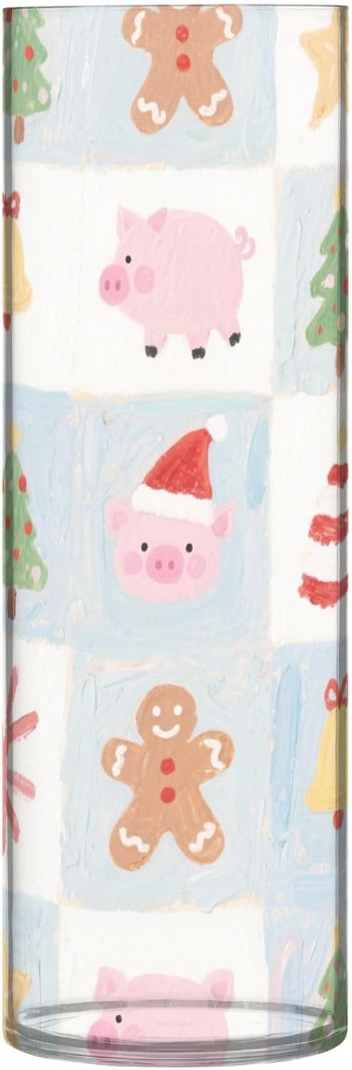 Happy Christmas Pink Pig Plastic Hurricane Vase 118x39 Inch