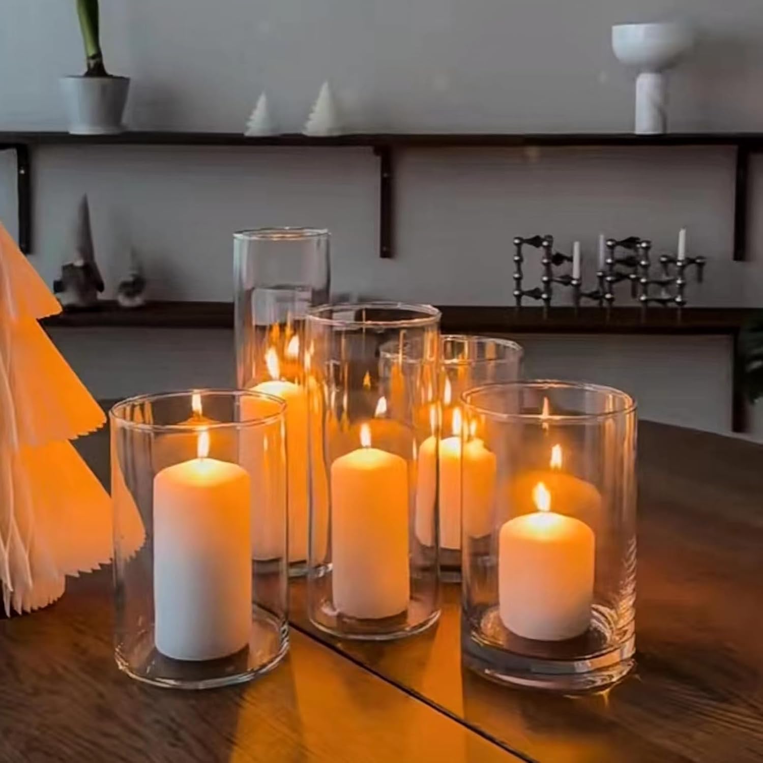 Clear Glass Cylinder Vase with 8 Height and 4 Diameter