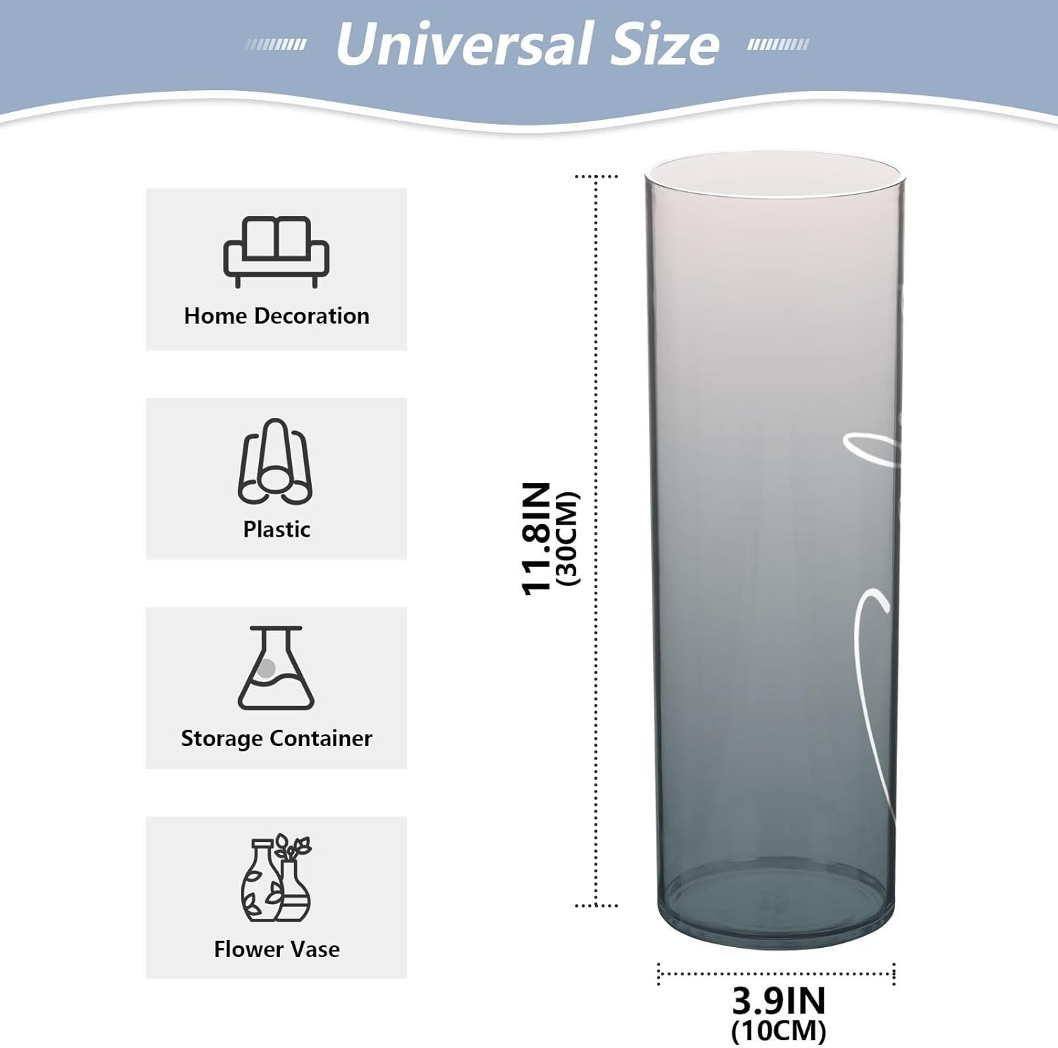 Custom Grey Gradient Vase for Centerpieces