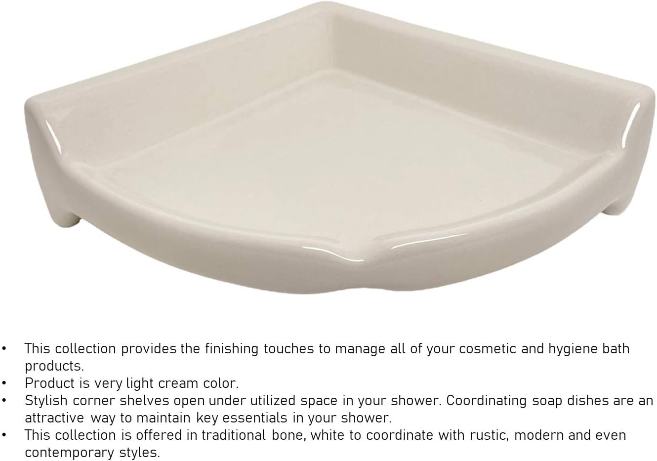Tenedos Bone Almond Glazed Corner Shelf