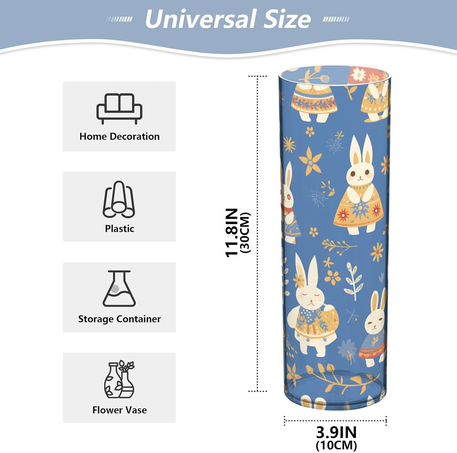Rabbit Easter Egg Blue Plastic Hurricane Candle Holder 118 x 39 Inch