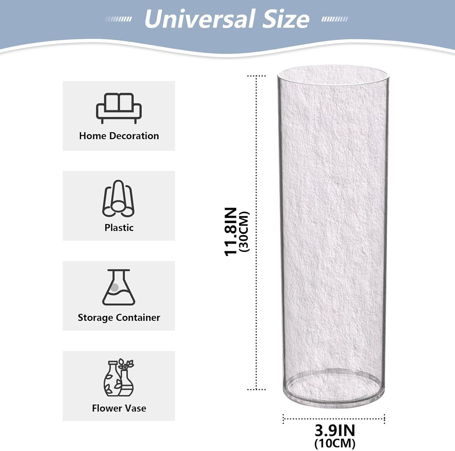 Modern Gray Plastic Flower Vase 118x39 Inch