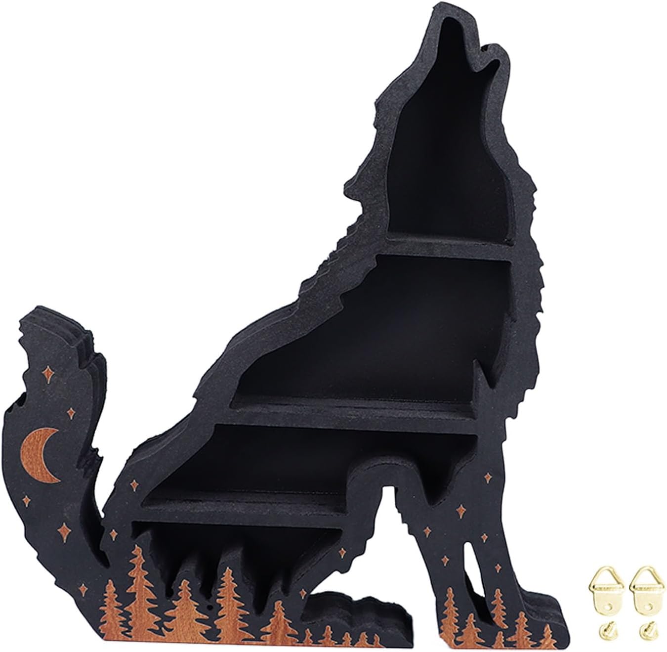 Pssopp Wolf Wooden Crystal Display Shelf