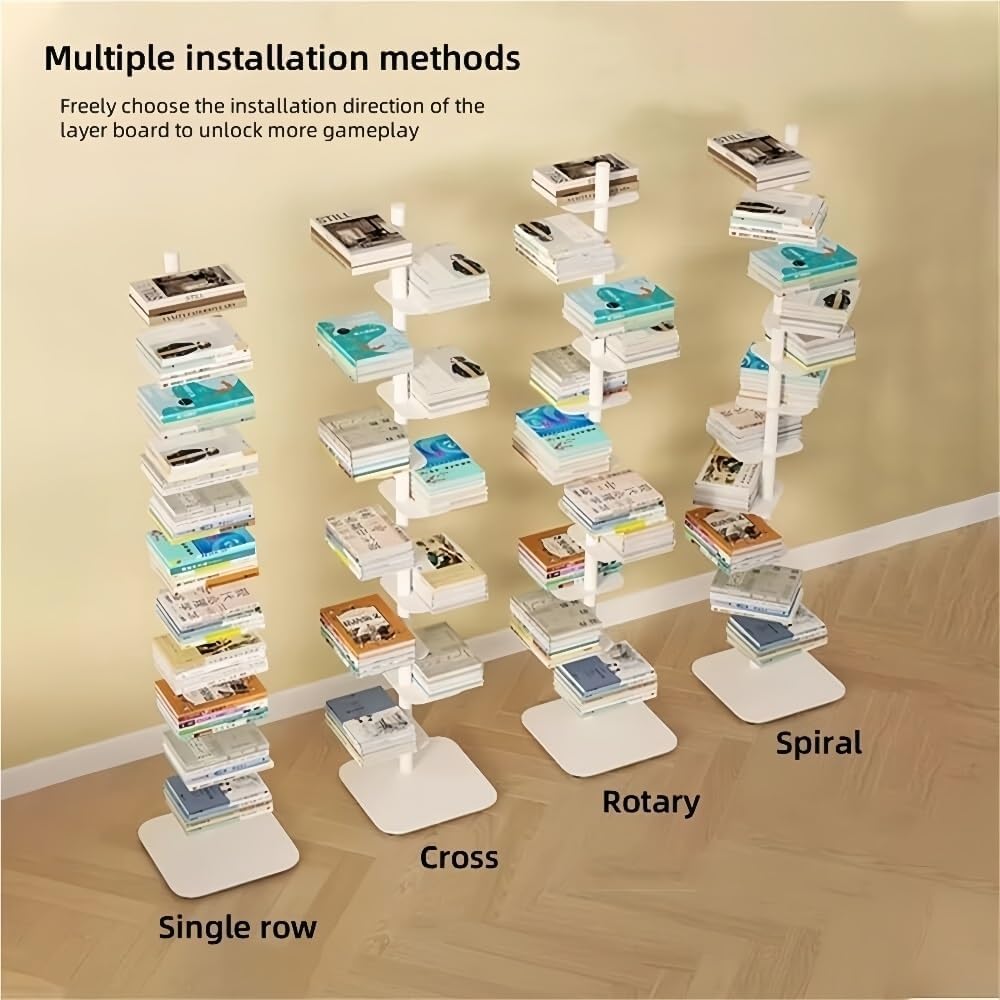 9-Tier Rotating Bookshelf for Living Room and Office
