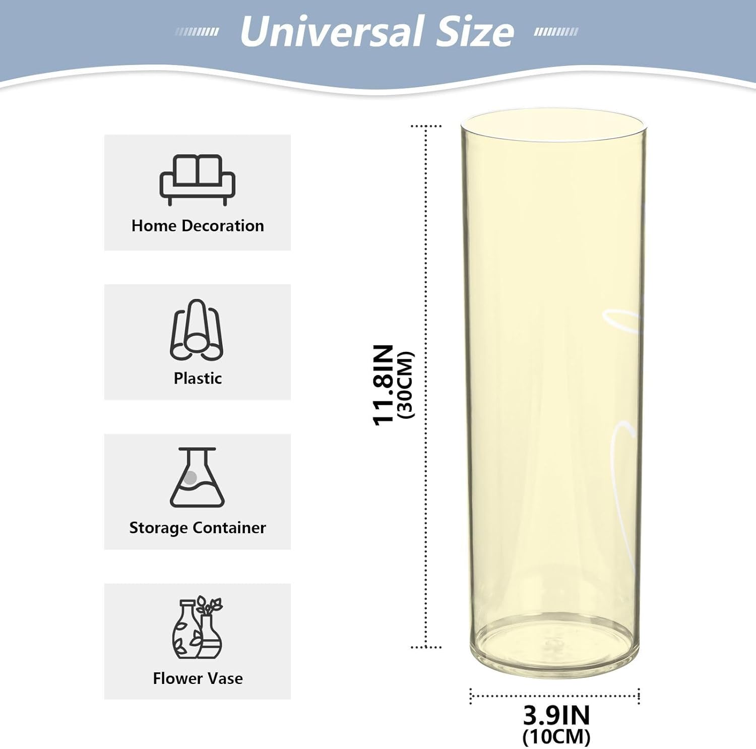 Custom Light Yellow Vase for Centerpieces and Bookshelf Decor