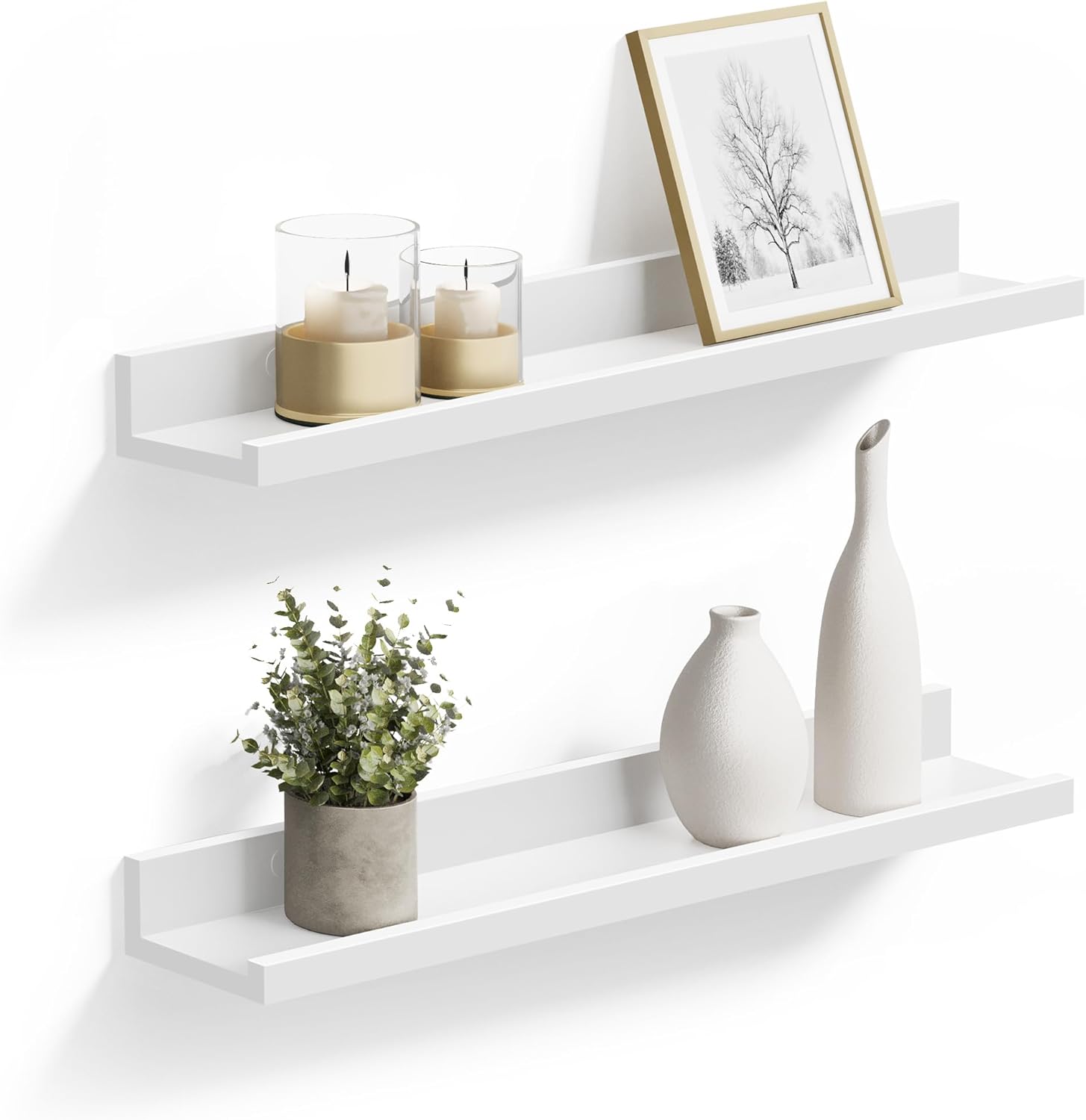 SONGMICS Floating Shelves Set of 2 Matte White
