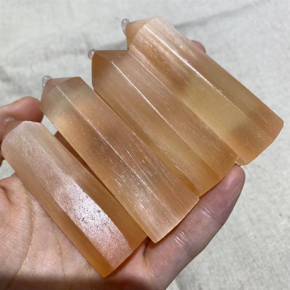 Natural Orange Selenite Crystal Agate Reiki Room Decor