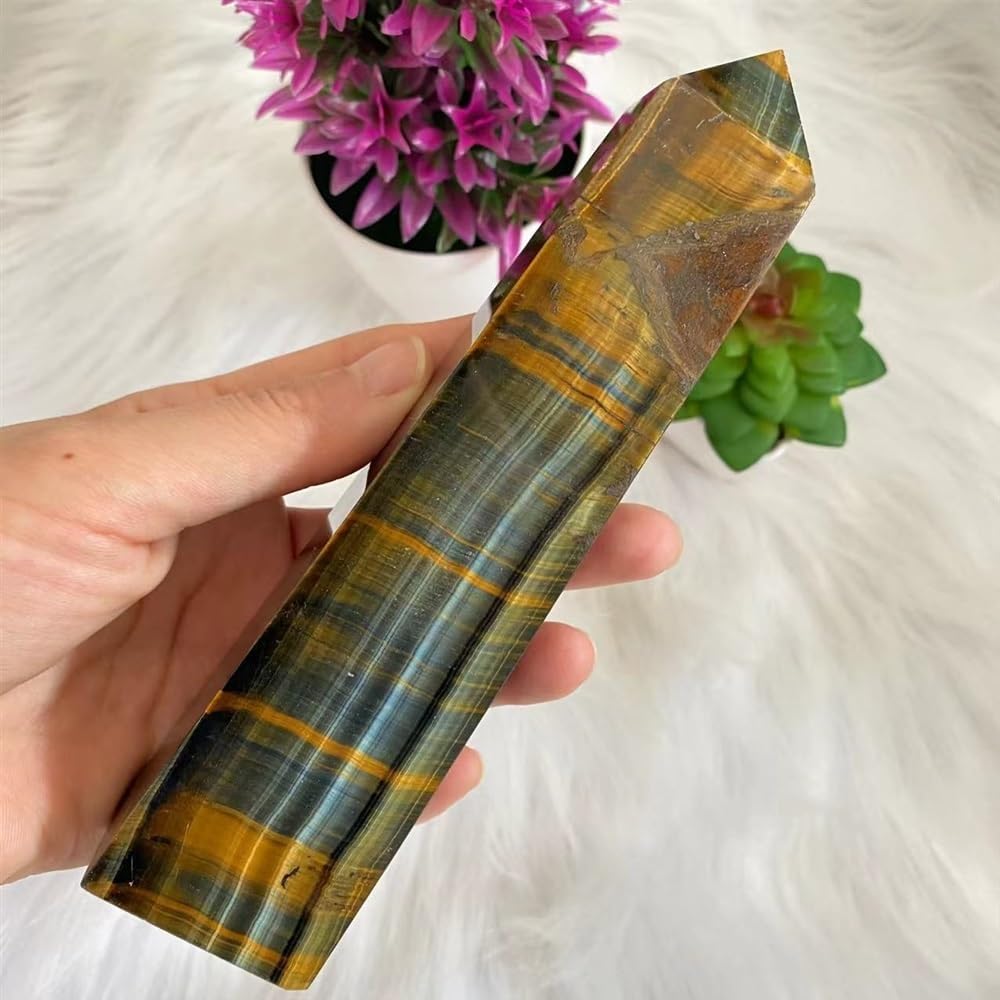 KatLin Natural Blue Tiger Eye Reiki Healing Stick Ornaments 250-300G