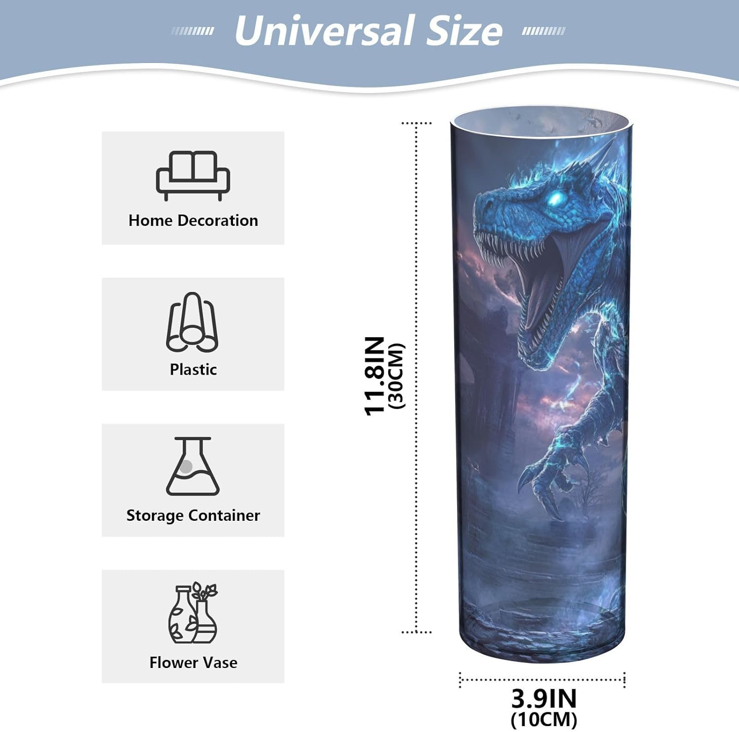 Blue Dinosaur Plastic Vase for Flowers 118 x 39 Inch