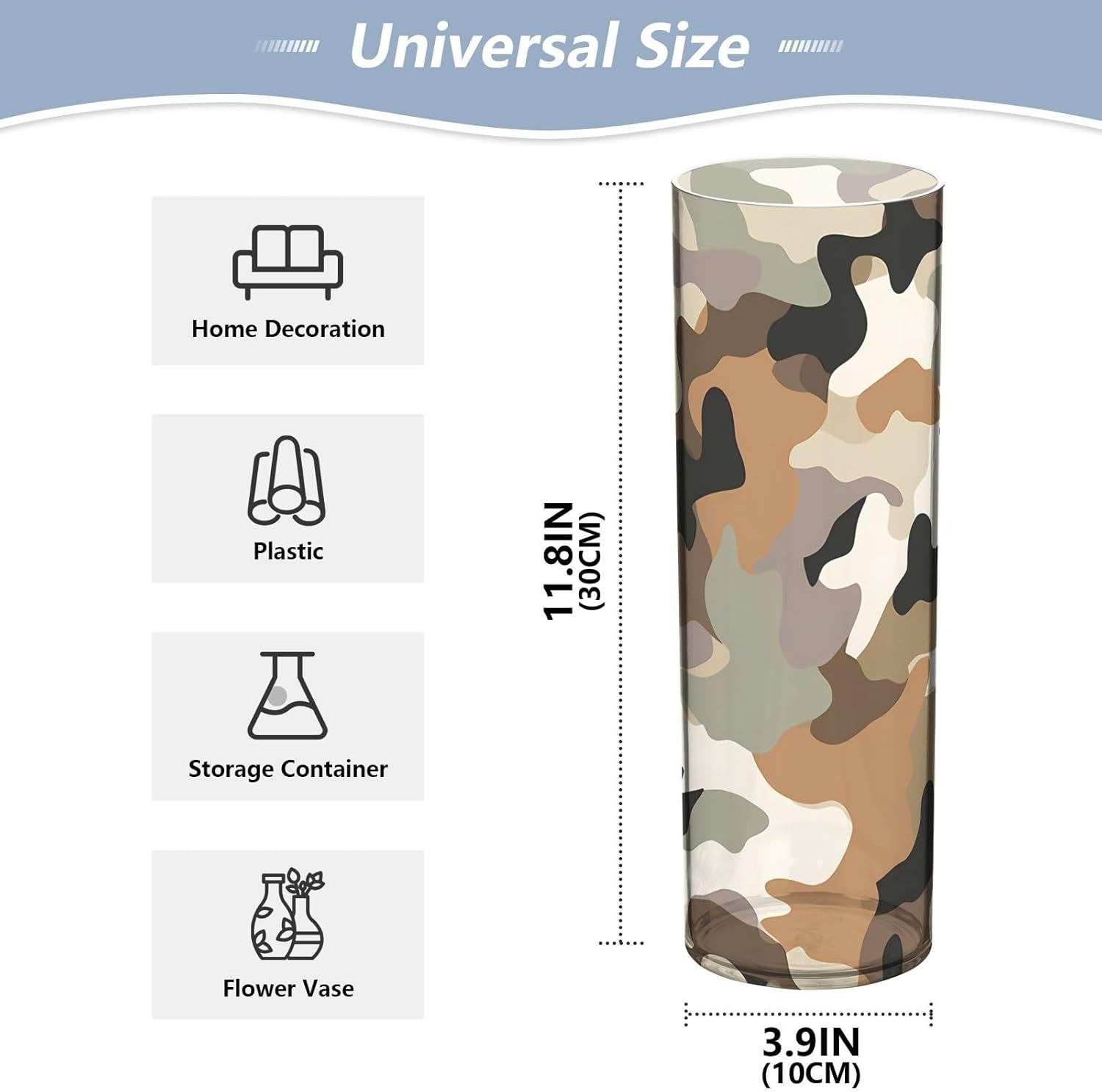 Camouflage Rtero Plastic Hurricane Candle Holder 118x39 Inch Modern Decor