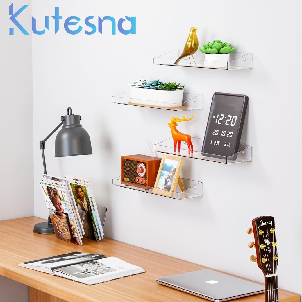 Kutesna 6 Pack Acrylic Floating Shelves for Wall