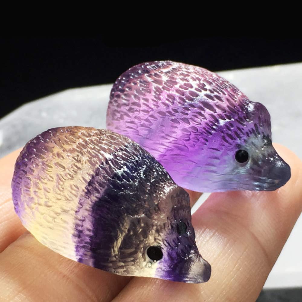 Wixine Natural Quartz Crystal Skull with Rainbow Fluorite Hedgehog Healing Stone