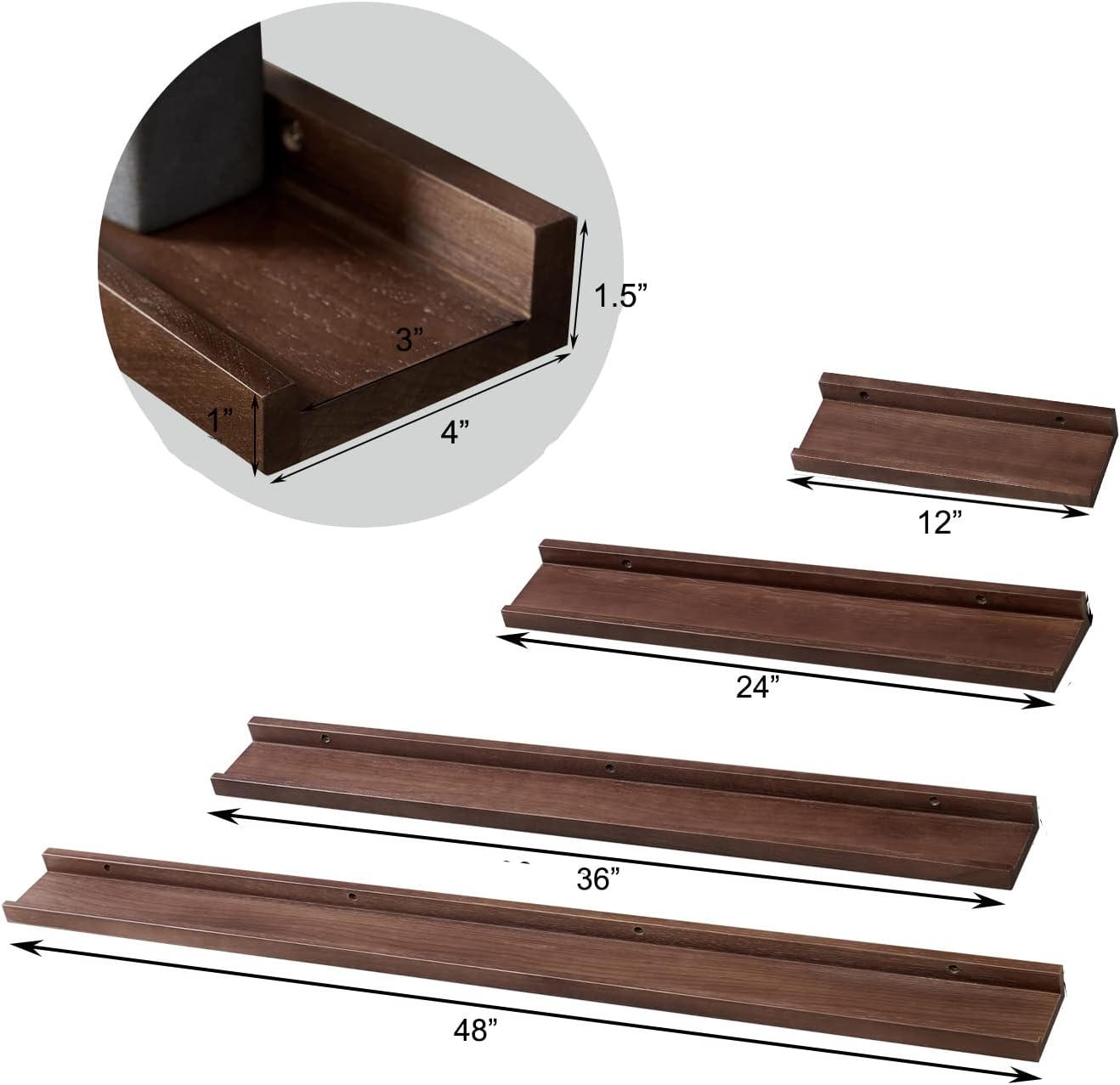 Recogwood 12 Inch Floating Shelves Set of 2 Rustic Wood Design
