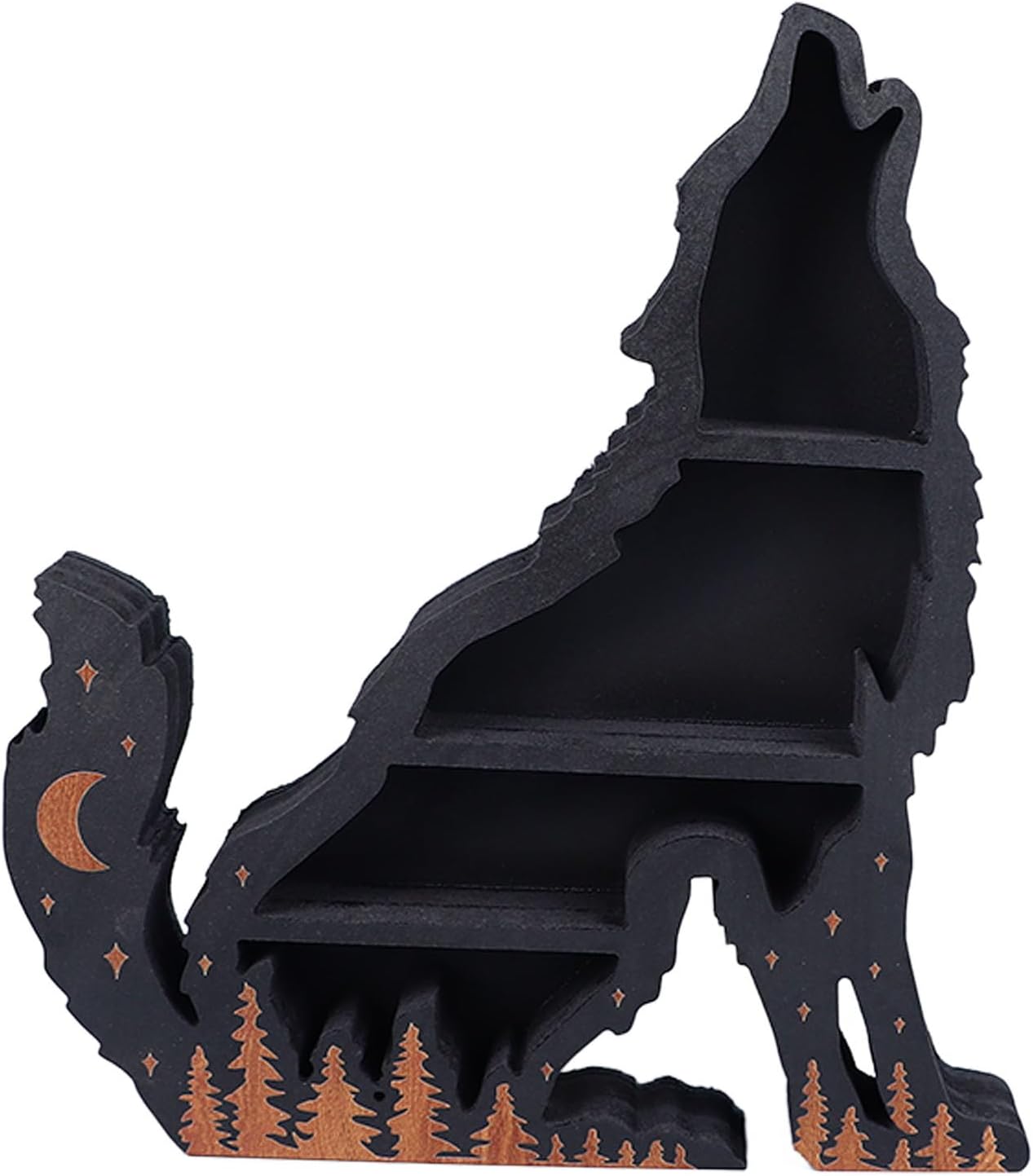 Pssopp Wolf Wooden Crystal Display Shelf