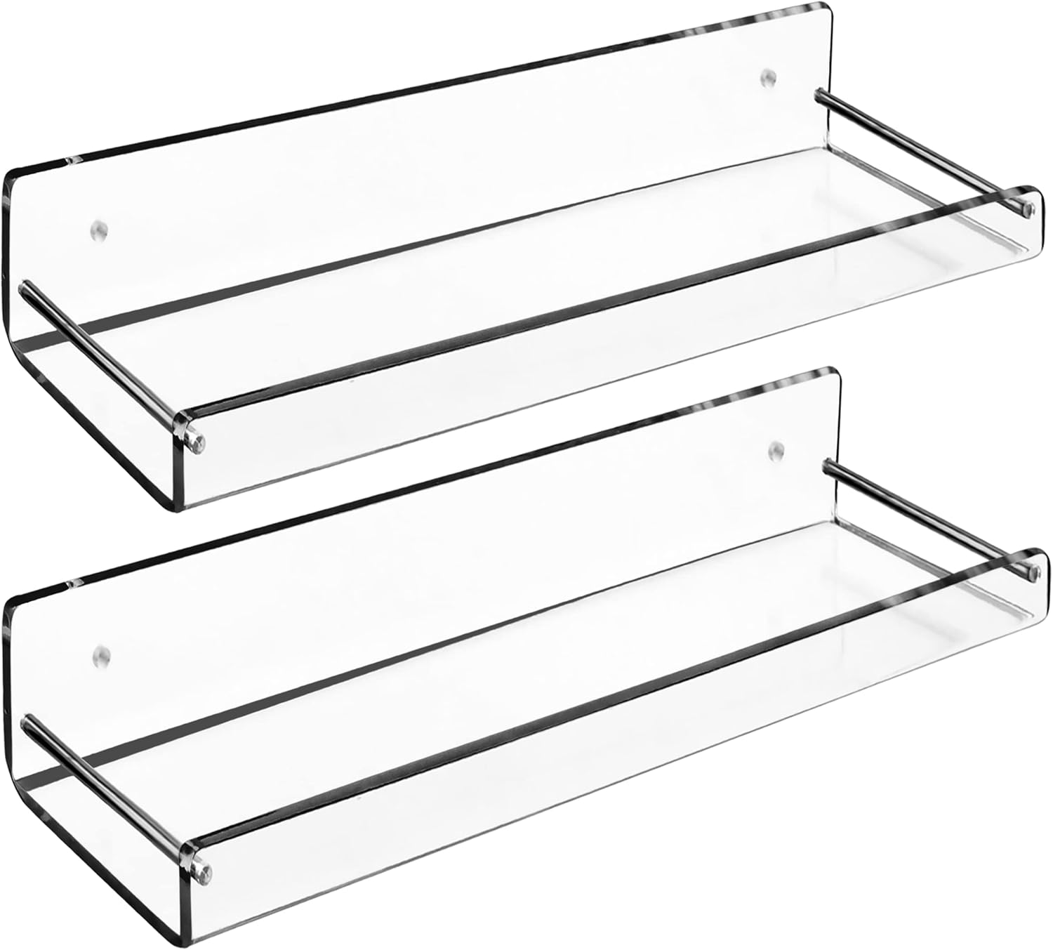 AMT 2 Pack Acrylic Floating Shelves 15x4 Clear Wall Mount