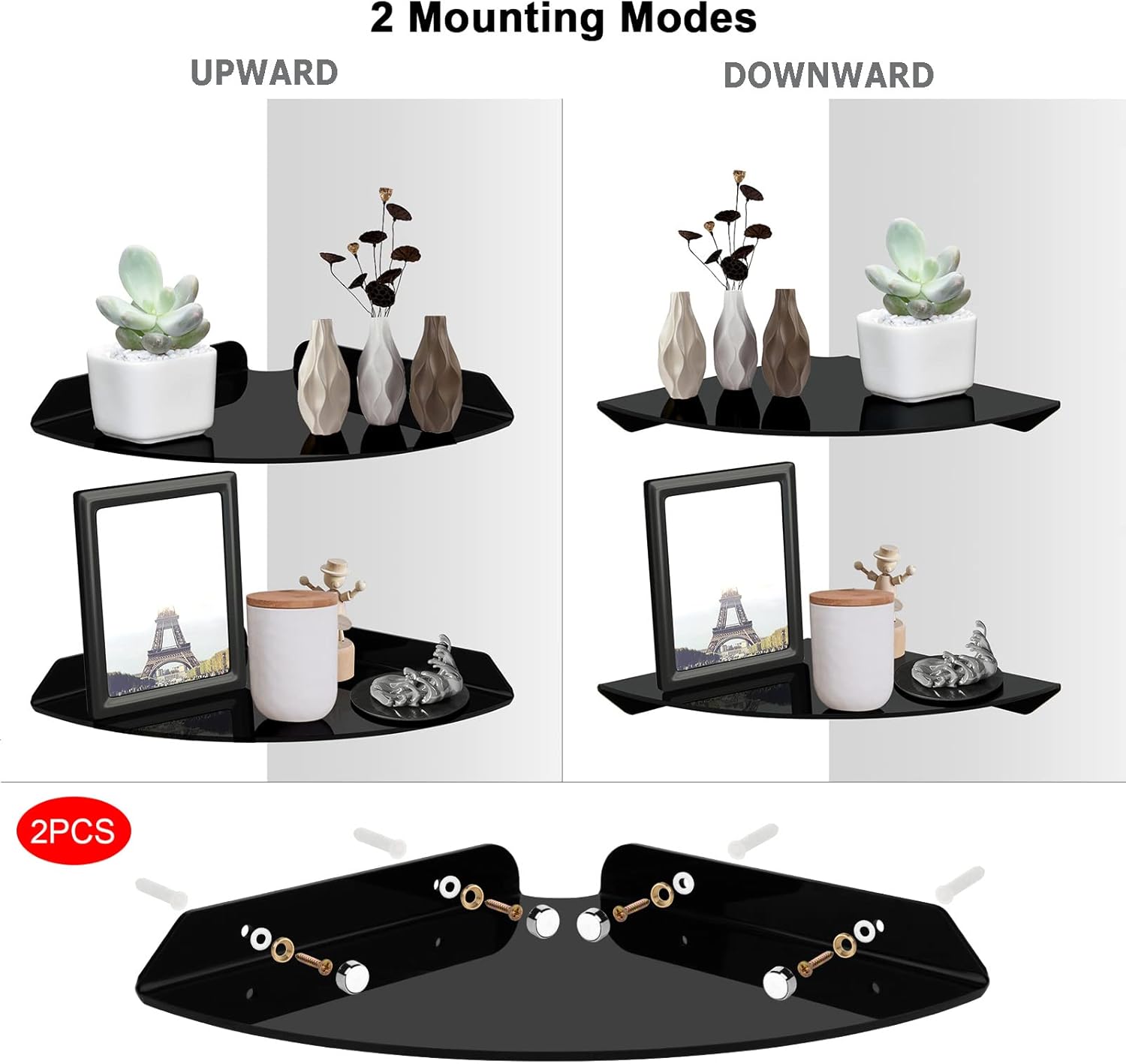 Cosmos Floating Corner Shelves Wall Mount 2 Pcs Black