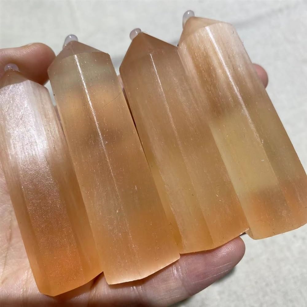 Natural Orange Selenite Crystal Agate Reiki Room Decor