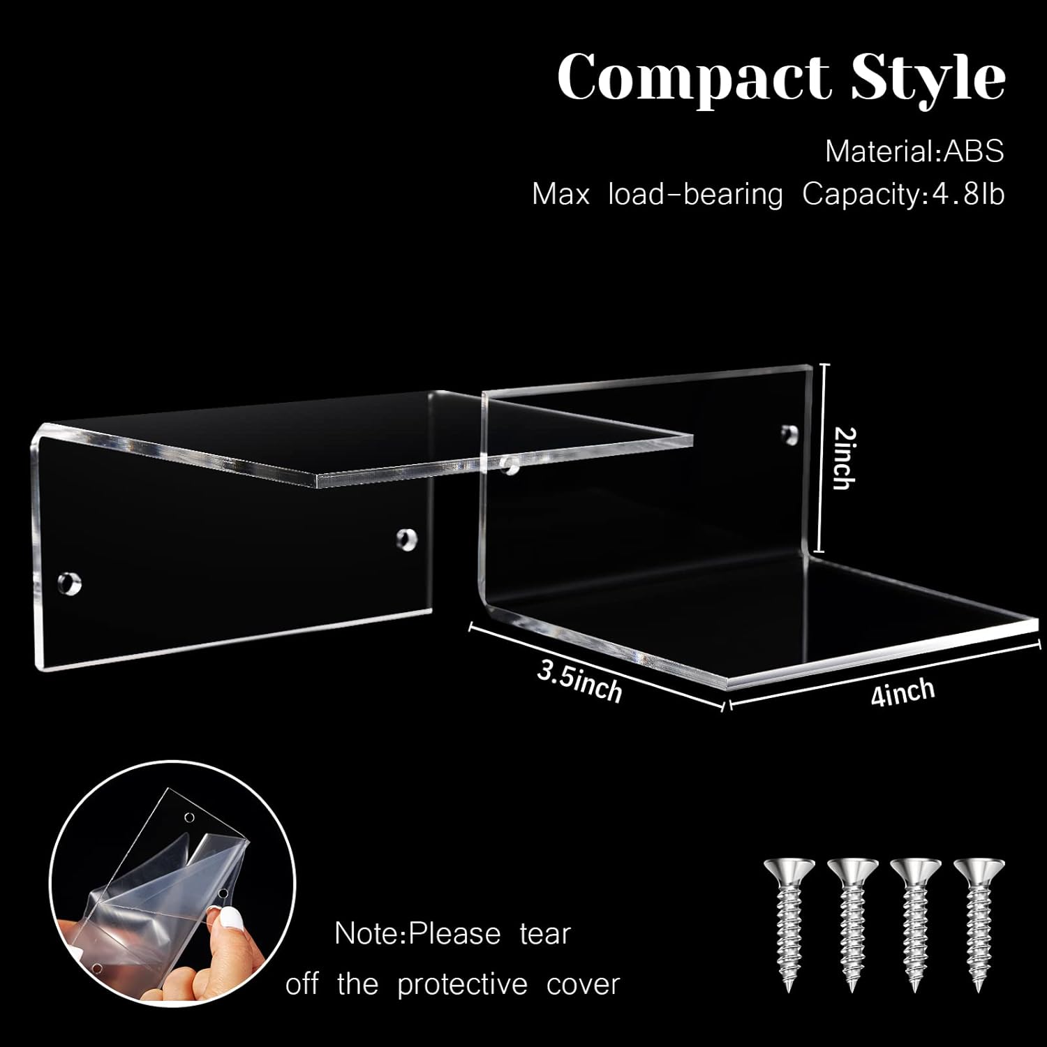 Yalikop Acrylic Floating Shelves for Wall 4 Inch Set