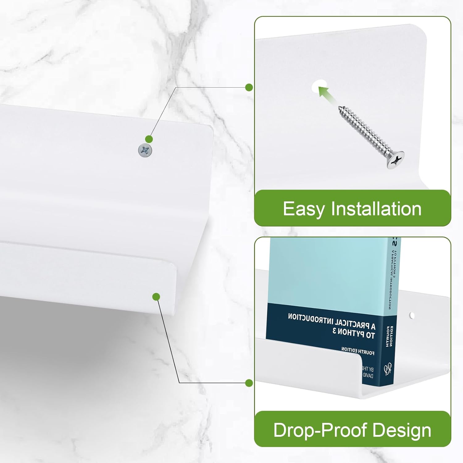 4PCS White Floating Shelves for Wall Decor