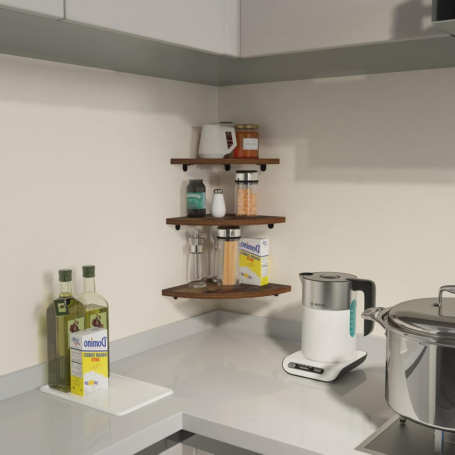 HORLIMER 6 Pack Floating Corner Shelves