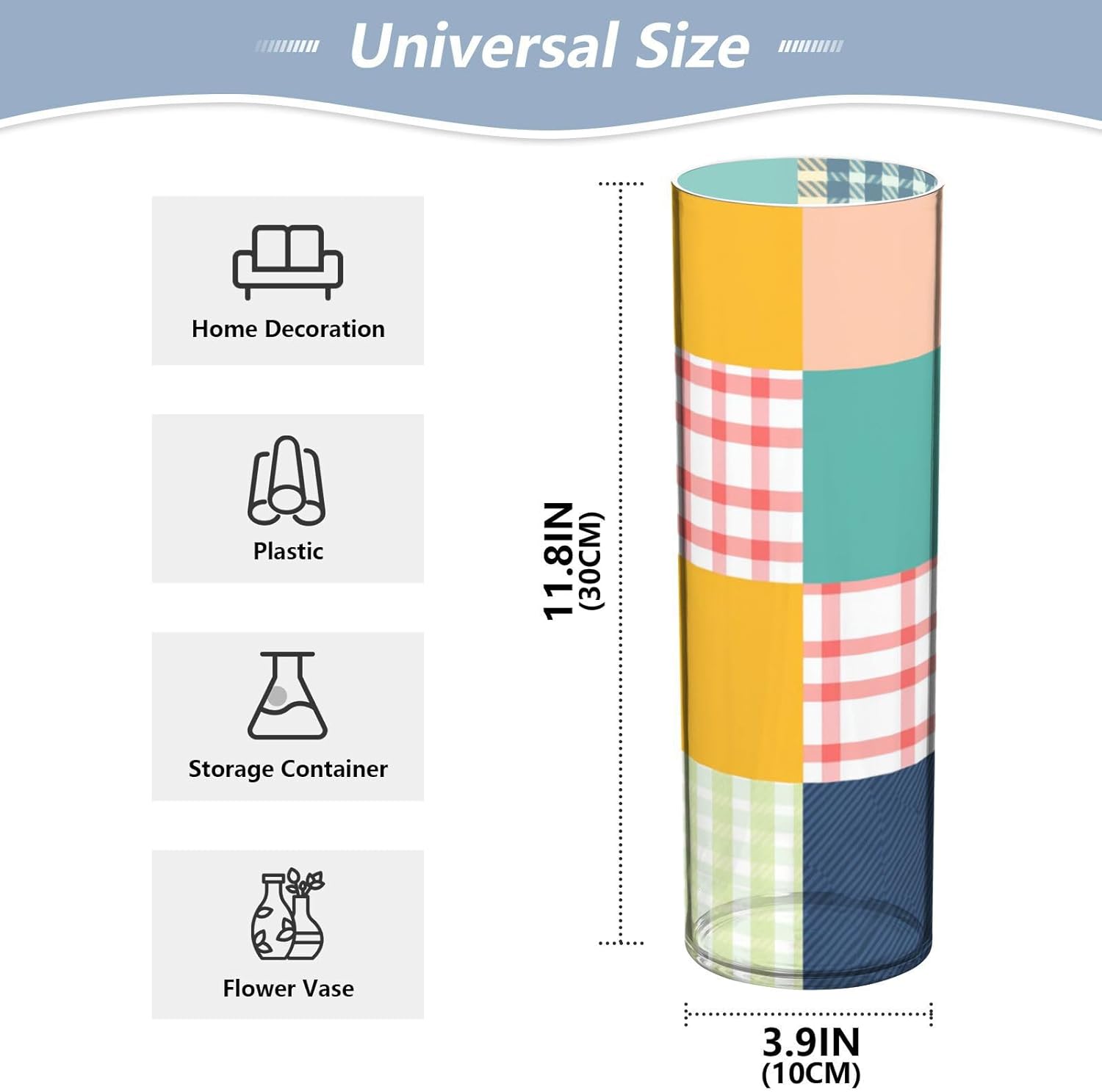 Colorful Checkerboard Plastic Vase for Centerpieces