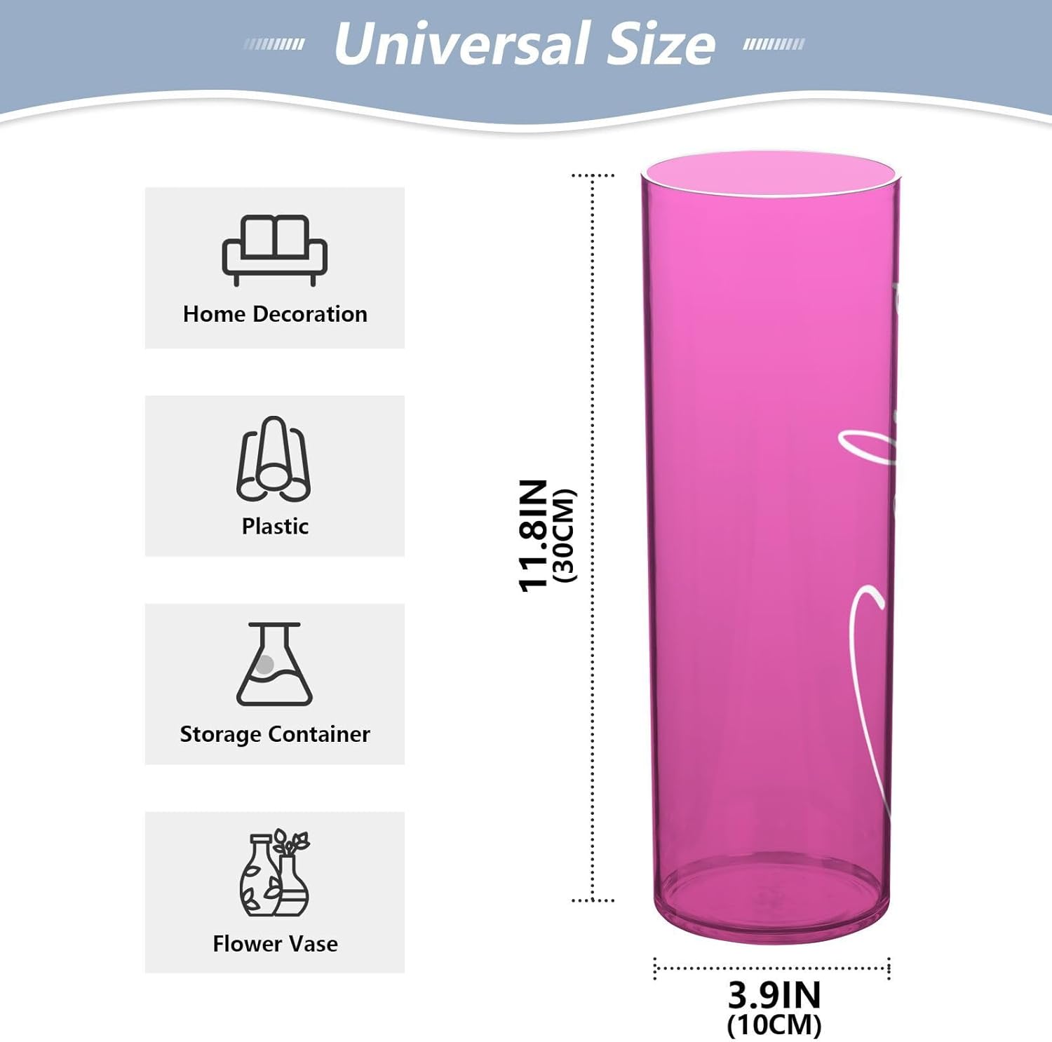 Custom Bright Pink Gradient Plastic Vase for Centerpieces