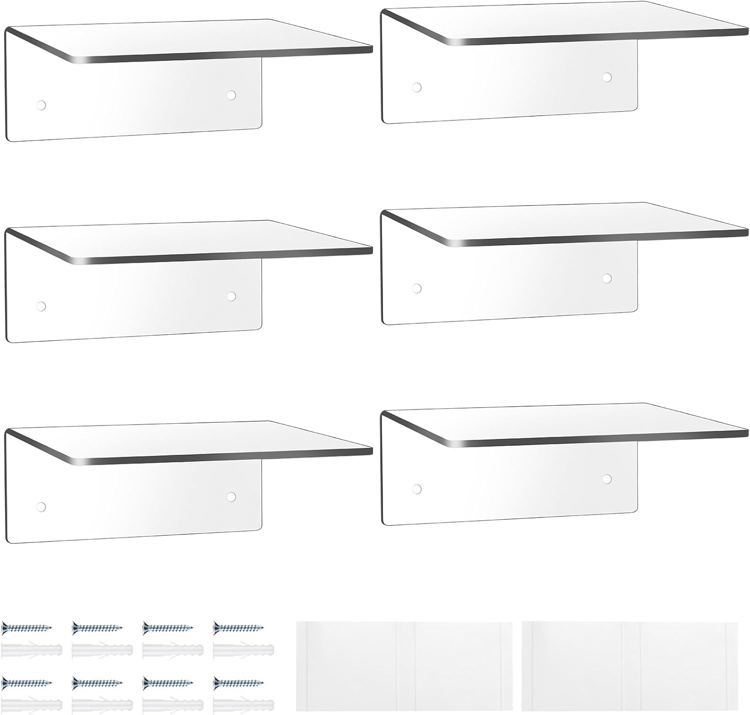 Wenqik 6-Pack Acrylic Floating Shelves for Wall Display