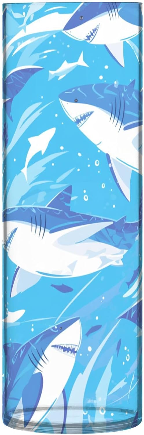 Cartoon Great White Shark Sky Blue Plastic Vase 118 x 39 Inch